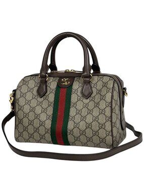 Gucci Ophidia Small Boston Bag GG Supreme 2-Way Beige Brown